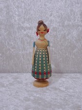 SzKhJK - Holz Figur Frau Mädchen - Erzgebirge - Vintage - Handmade - 12 cm
