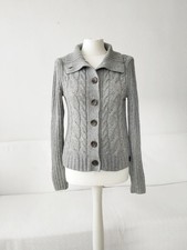 MOP Marc O`Polo Strickjacke Cardigan DE 36 38 Grau Zopf Kabel Strick 100% Wolle