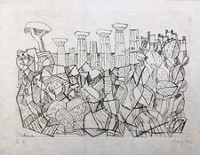 Eduard Bargheer Radierung „Agrigent“ datiert 70 signiert