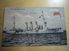 39) Postkarte Kaiserliche Marine - SM Kleiner Kreuzer BERLIN unter ROTER Flagge!