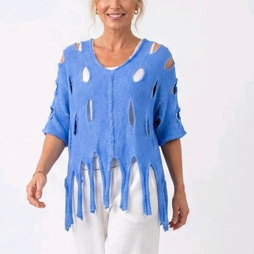 Damen lochstrick pullover - lochstrick, gr