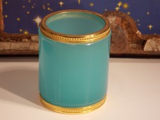 antike Opal Glas Dose schale gefäß klein Frankreich 19. Jahrh. Höhe 5,7 cm