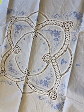 Tischdecke blau Lugano Kreuzstich durchbrochen Handarbeit 86x85cm Baumwolle blau