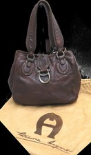 AIGNER Handtasche LEDERTASCHE Abendtasche HENKELTASCHE Leder BEUTELTASCHE 1474