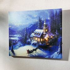 LED Bild, Winterlandschaft mit Kirche, 40x30 cm, neu