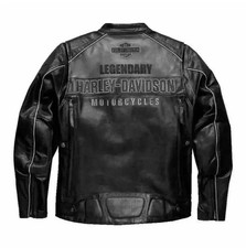 Harley Davidson Men Black Cowhide Leather Motorcycle Jacket Biker Sty by TriCore