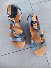 Plateau Pantoletten Scholl, Leder, grau 38, neu