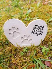 Herz aus Beton mit Schriftzug Grabschmuck Trauer Grabgesteck Grabherz Tiergrab