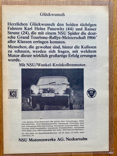 1966 nsu spider wankel rallye - 1966,