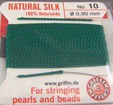#P 010VK# Perlseide, Naturseide, Bead Cord, No.10, Durchmesser 0,90mm, Grün