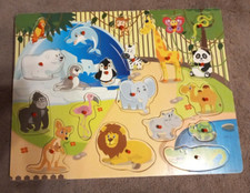 Steckpuzzle Holz, Zootiere, 45 x 40 cm, 20 Tiere