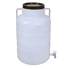 Weithalsfass Futtertonne Kunststoff Regenfass Maischefass 60Liter Zapfhahn weiss