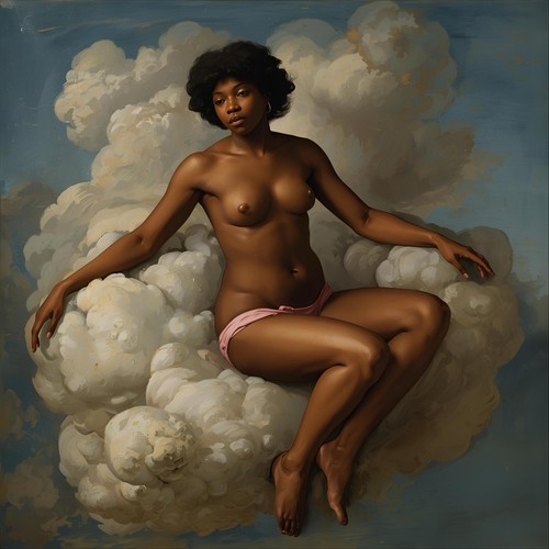 Akt wolken weiblich malerei - akt,