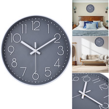 Funk Wanduhr 30cm Grau Leise