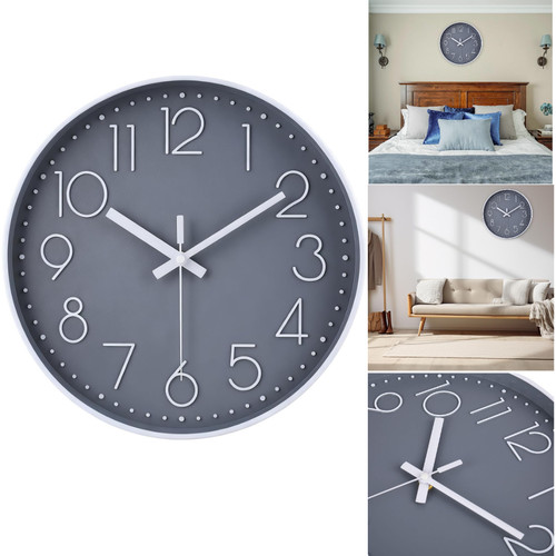 Funk wanduhr 30cm grau - grau, leise