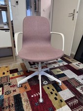 Ikea Bürostuhl Konferenzstuhl Langfjäll mit Rollen & Armlehnen, rosa Stoff