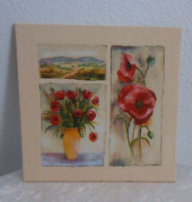 selbstgestaltetes Bild "Mohnblumen" 20x20, Handarbeit, Serviettentechnik