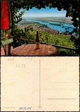 Rüdesheim (Rhein) Panorama-Ansicht vom gedeckten Tisch aus (Wein Motive) 1965