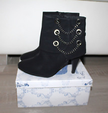 Nio Nio Damen Stiefel High Heels Schuhe Stiefeletten mit Kette ungetragen Gr. 36