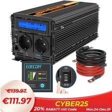 EDECOA Reiner Sinus Spannungswandler 1500W Wechselrichter 12V 230V