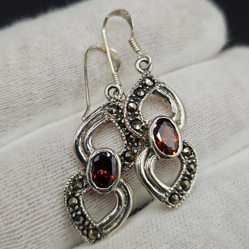 Vintage granat silber - granat, ohrringe