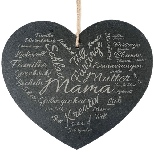 Schiefer herz hänger mama - schiefer-herz, "mama"