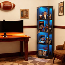 Schwarze LED Eckvitrine