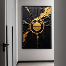 Bmw logo fahrzeug kunst gold - bmw,