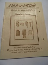 25041 Richard Wilde Leipzig Preisliste 104 Lederbekleidung Motorrad Nappa 1920