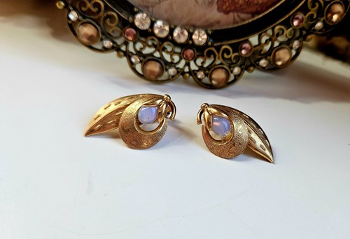 Vintage ohrclips mit opalglas - mit,