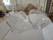 Glas Vasen freistehend, 2-er Set, massiver Sockel, Herzform, transparent