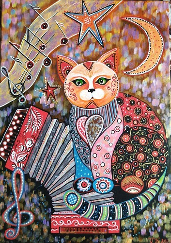 Handgemalte katze wandbild - katze,