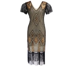 Damen Kleid Kurz Vintage 1920s