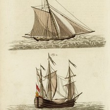 Bertuch Bilderbuch für Kinder Segelschiff Jacob Schmuzer kolor Kupferstich 19 Jh