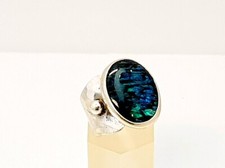 Dänemark Ole Lynggaard Sterling Silber 1000 Ring mit großer schwarzer Opal RG 55