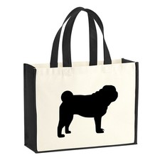 Jutetasche Mops Silhouette Geschenkidee Mops Geschenk Präsent Mitbringsel Souven