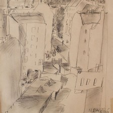 Ronald Paris Berlin Boxhagener Straße Ostdeutsche Kunst signiert Bleistift 1964