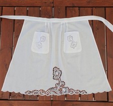 Omas alte Schürze Halbschürze weiß Küchenschürze retro vintage shabby