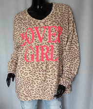 Oversized Sweater V-Neck Sweat Shirt Leo Neon Pink Lover Girl 38,40,42,44 Neu