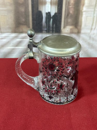 Alter krug glas zinnmontur - krug,