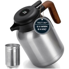 Elegante 1,5L Thermoskanne mit Teesieb, Doppelwandiger Edelstahl & Temperatur...