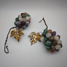 2x Weintraube aus Amethyst Achat Karneol Tischdekoration lila violett braun Edel