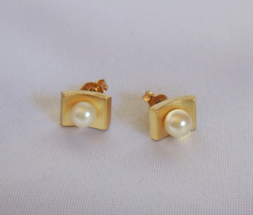 Perlen ohrstecker goldschale - perlen,