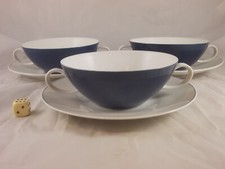 Rosenthal SECUNDA BLAU - drei Suppentassen mit Unterteller Mid Century vintage
