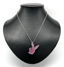 Modeschmuck Kette mit Playboy Anhänger, simulierte Diamanten, 44 cm lang
