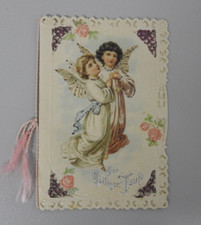 1022/ antike Taufkarte Zur Heiligen Taufe Litho Glitzer Engel 1906