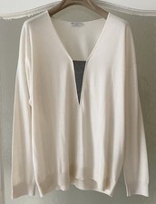 LP 1.790€ Brunello Cucinelli Oversize Kaschmir Seide Monili Pullover M L Creme