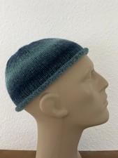 Fischermütze - Sylter Mütze - Rollrand -Merino - Blau Petrol Türkis- Neu