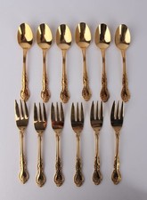 6 Kaffeelöffel + 6 Kuchengabeln vergoldet