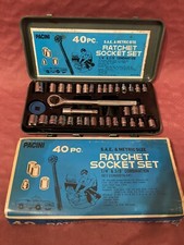 S.A.E. & Metric Ratsche Set Steckschlüssel Nuss-Satz 36 Teile Vintage 